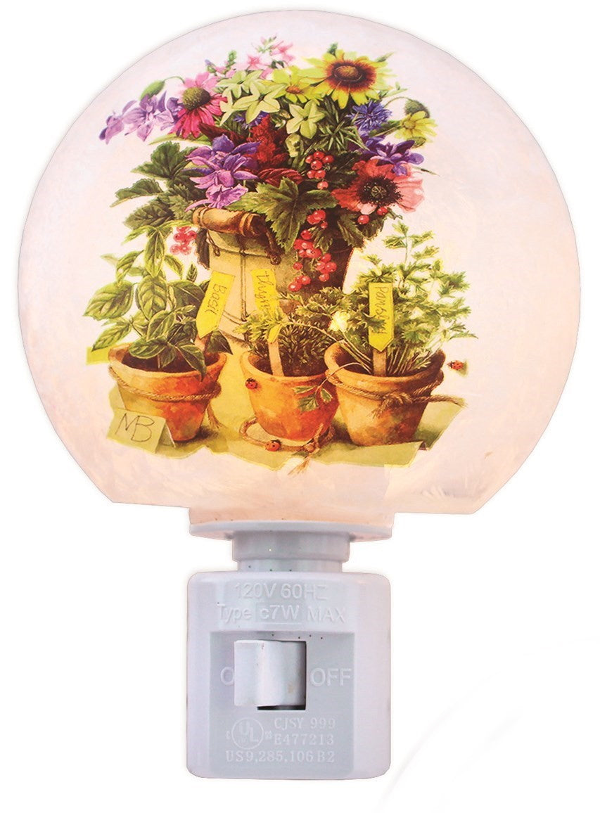 Glass Nightlight - Herb Garden - Pots