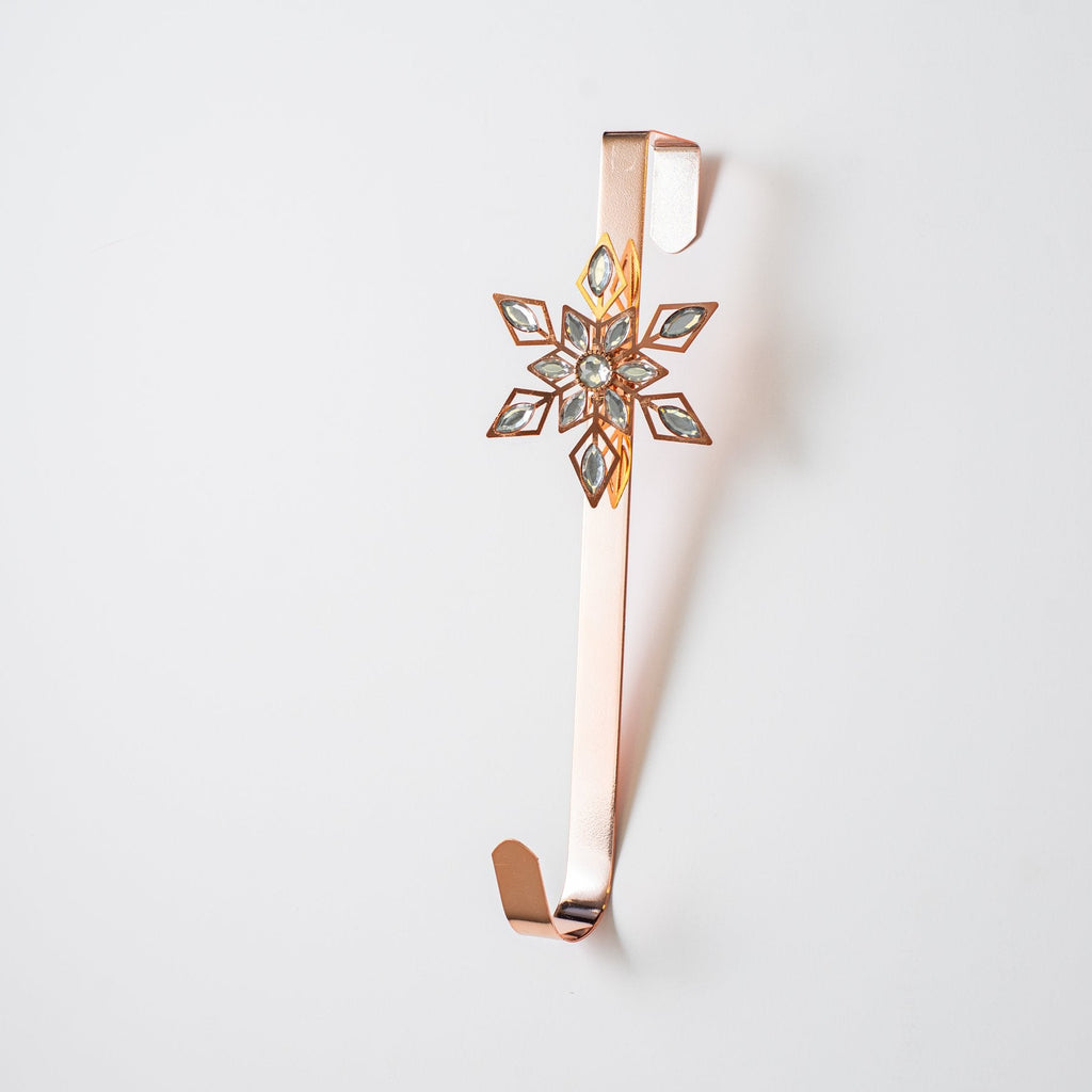 Metal & Jewel Snowflake Holiday Wreath Hanger - Rose Gold