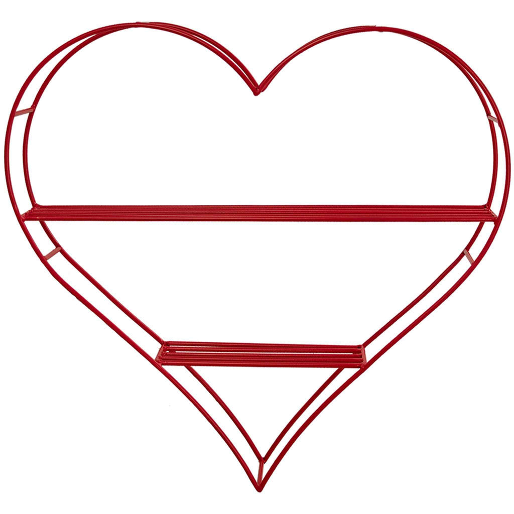 Heart-Shaped Floating Bookshelf – Red Valentine’s Day Wall Shelf