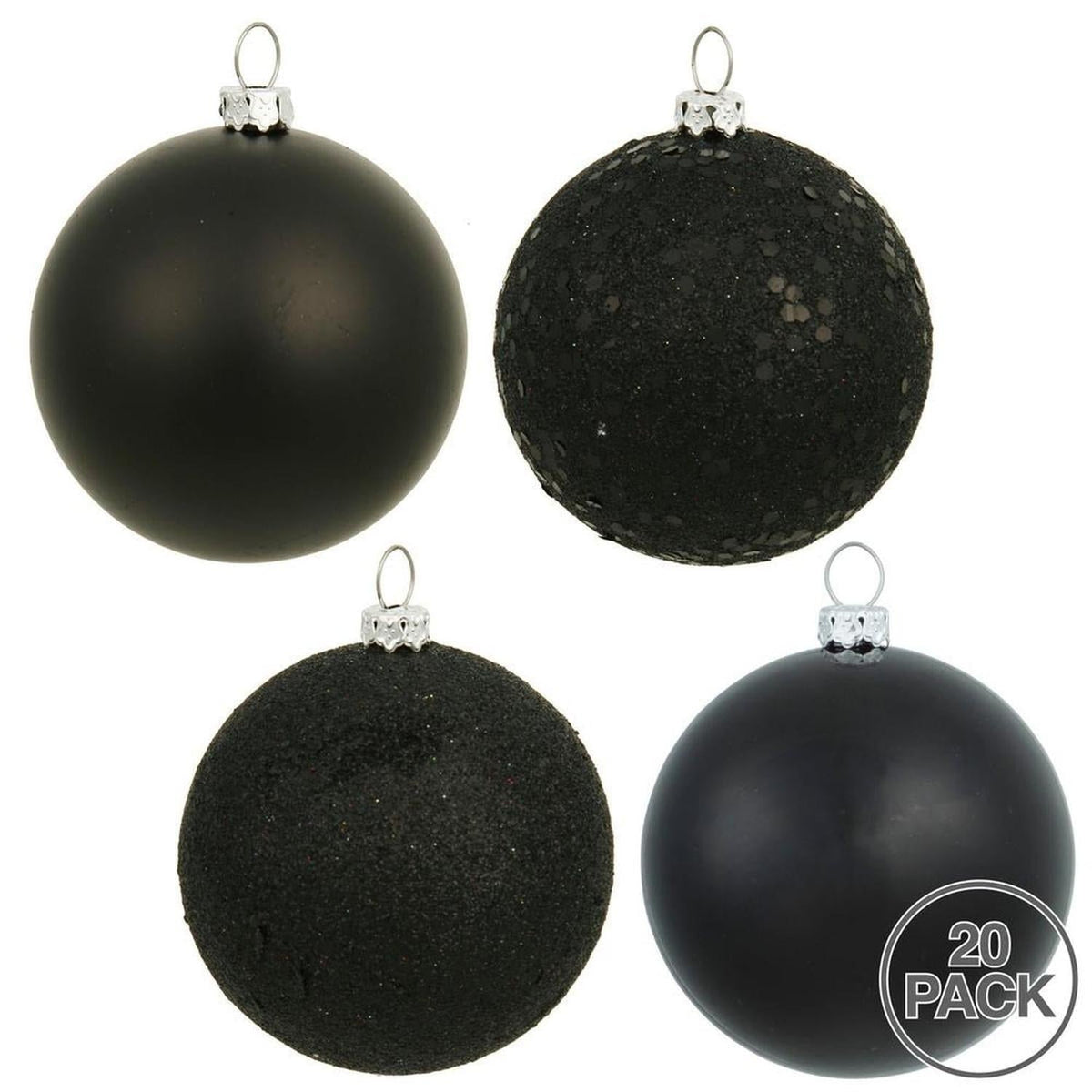 Black Christmas Ball Ornament Assortments (Set of 20)