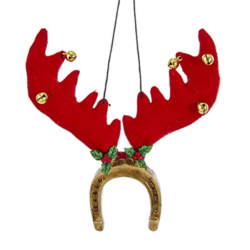 Kurt Adler 4 Inch Deer Antler Horseshoe Fabric Christmas Ornament