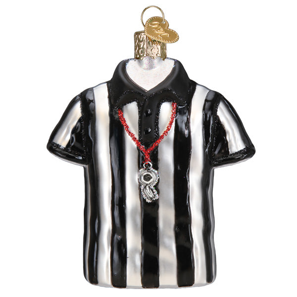Referee Shirt Glass Ornament