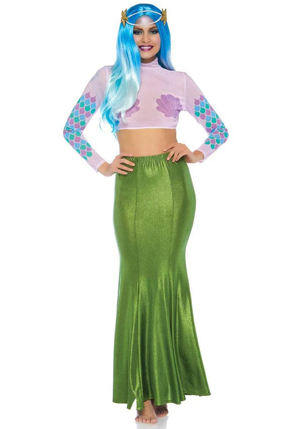 Shimmer Spandex Mermaid Costume Maxi Skirt Green (Medium-Large)
