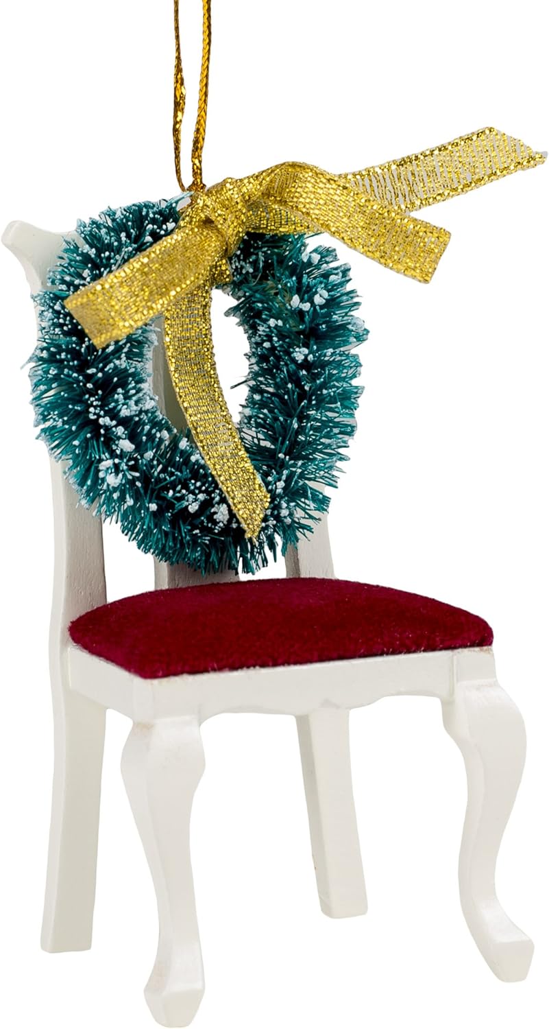Chair With Wreath Memorial Ornament