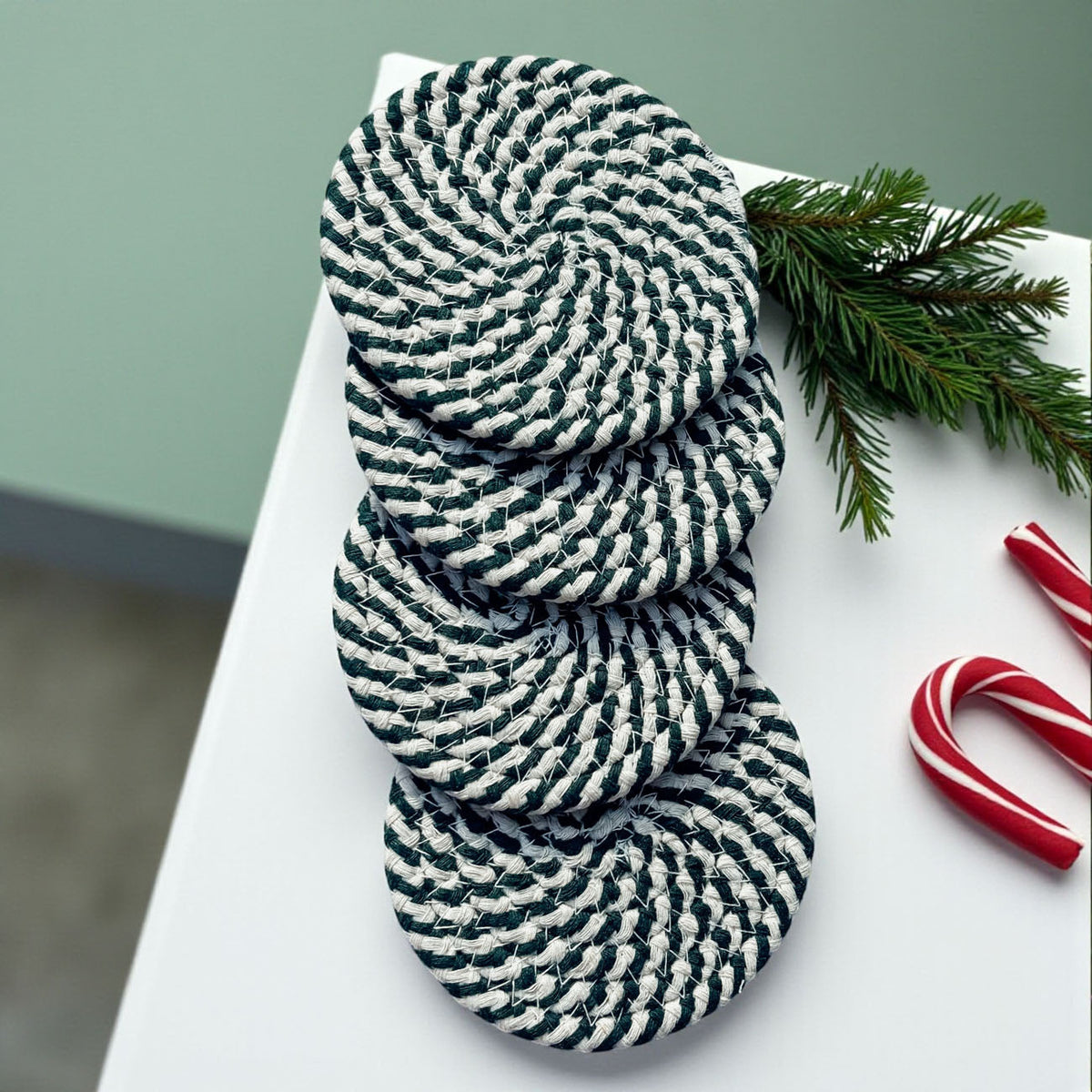 Candy Cane Coaster 4pk