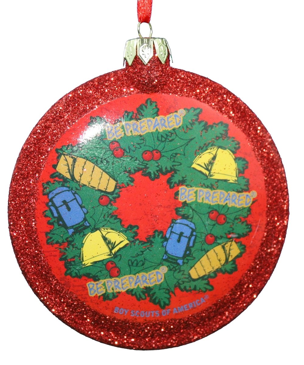Boy Scout Round Disc Ornament - Wreath