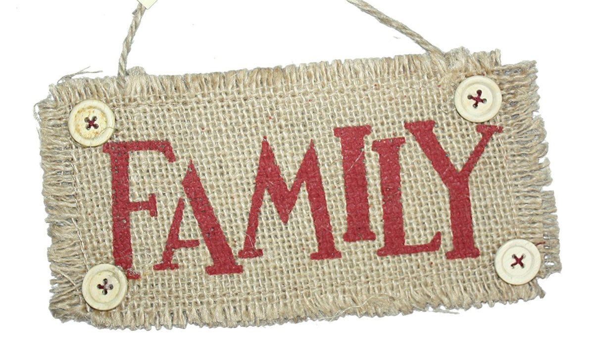 7 Inch Burlap Word Ornament - Joy