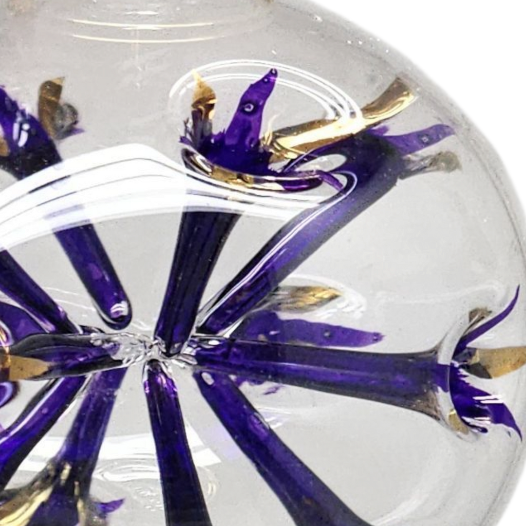 Blown Glass Pierced Starburst Ornament - Purple