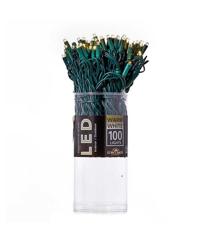 100-Light 5mm Warm White LED Green Wire Light Set