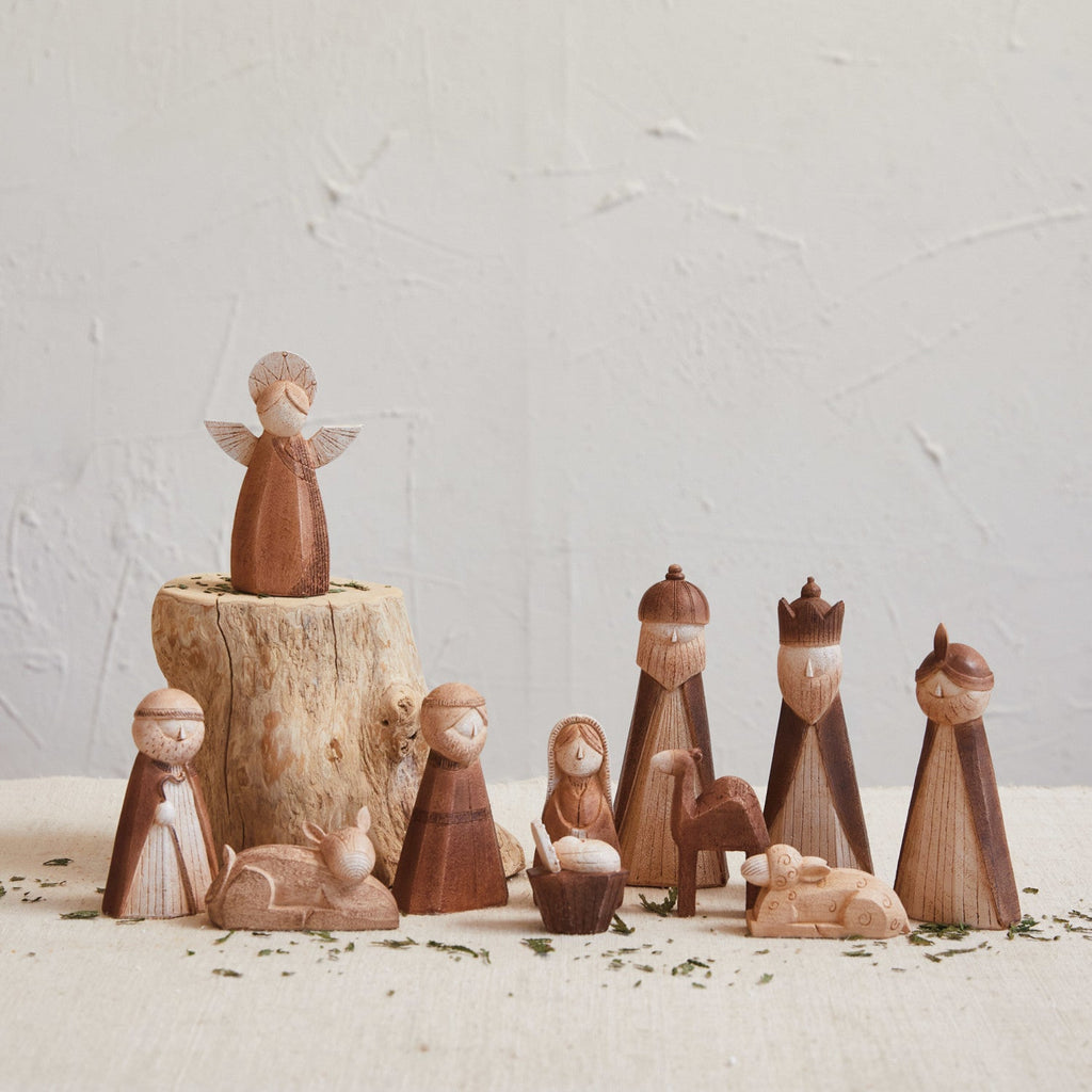 Resin Nativity with Wood Finish