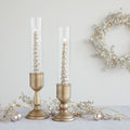 Gold Metal Taper Holder With Glass Hurricane- 2 Size Options