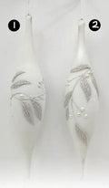 White & Silver Glass Finial Ornament , 2 Style Options