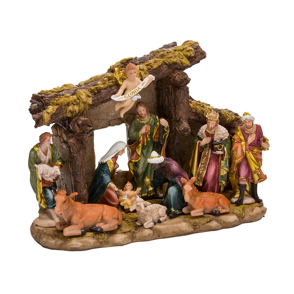 Nativity Set With 11 Figures and Stable