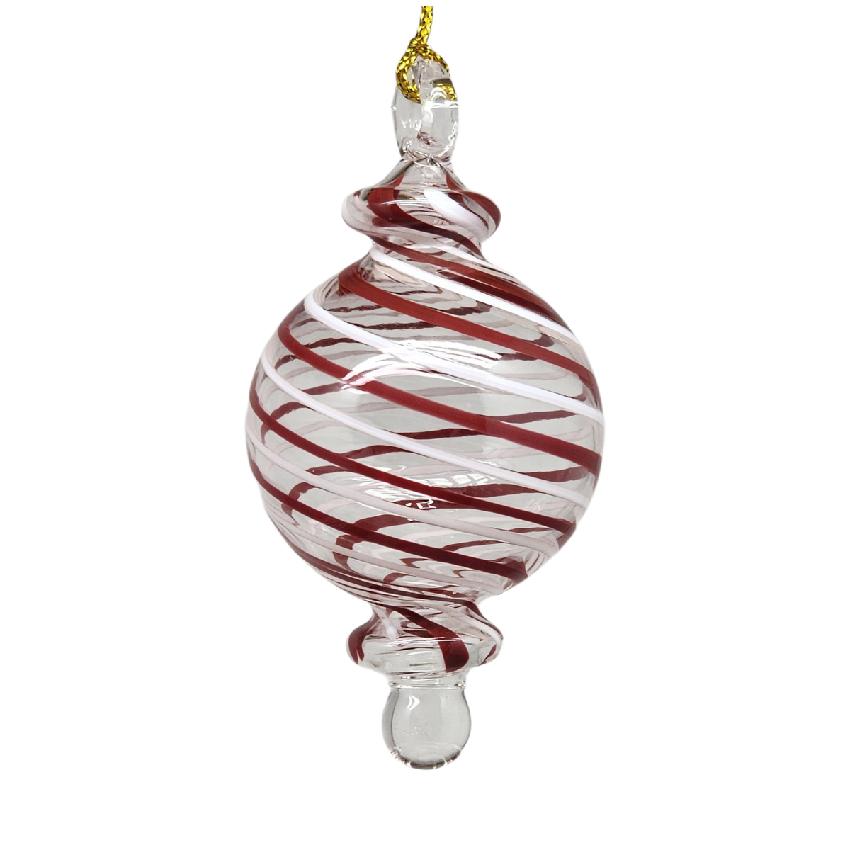 Candy Cane Stripe Blown Glass Ornament - Ball