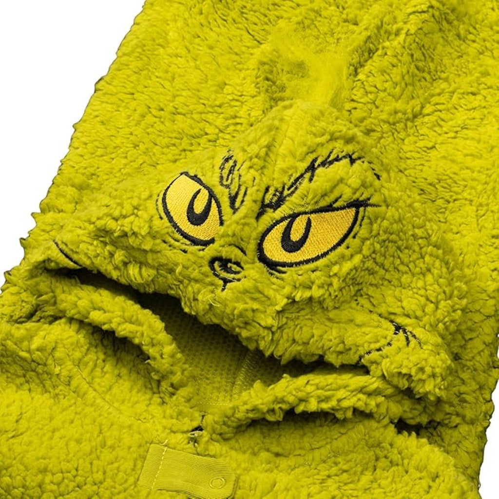 Youth Kids Toddler Grinch Sherpa Union Suit Pajamas Halloween Cosplay Costume