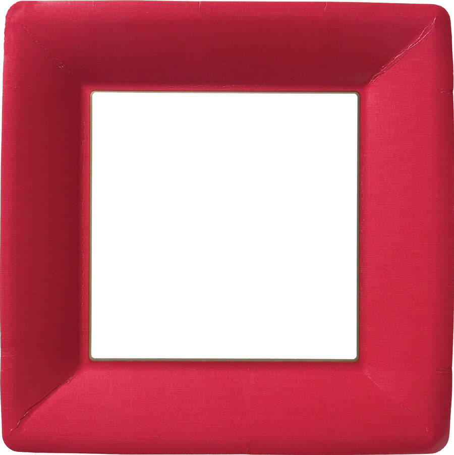 Classic Red Linen Paper - Dinner Plates