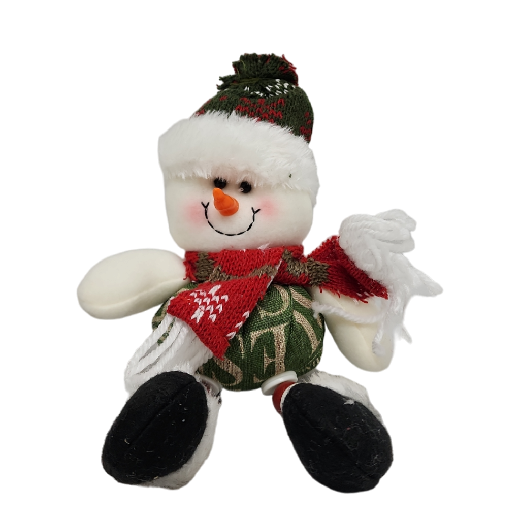 Plush Snowman Ornament with Button Legs
