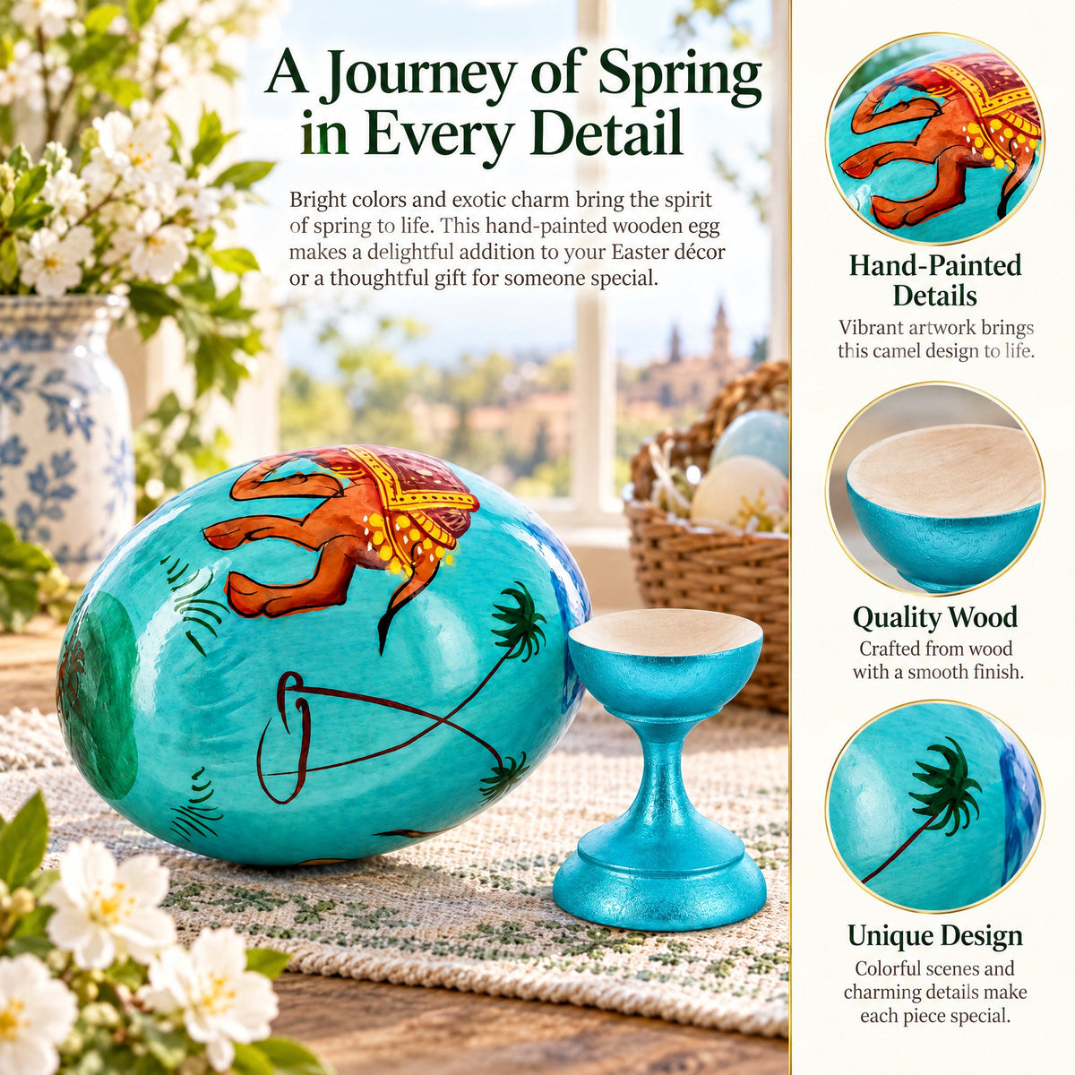 Royal Camel Wooden Easter Egg