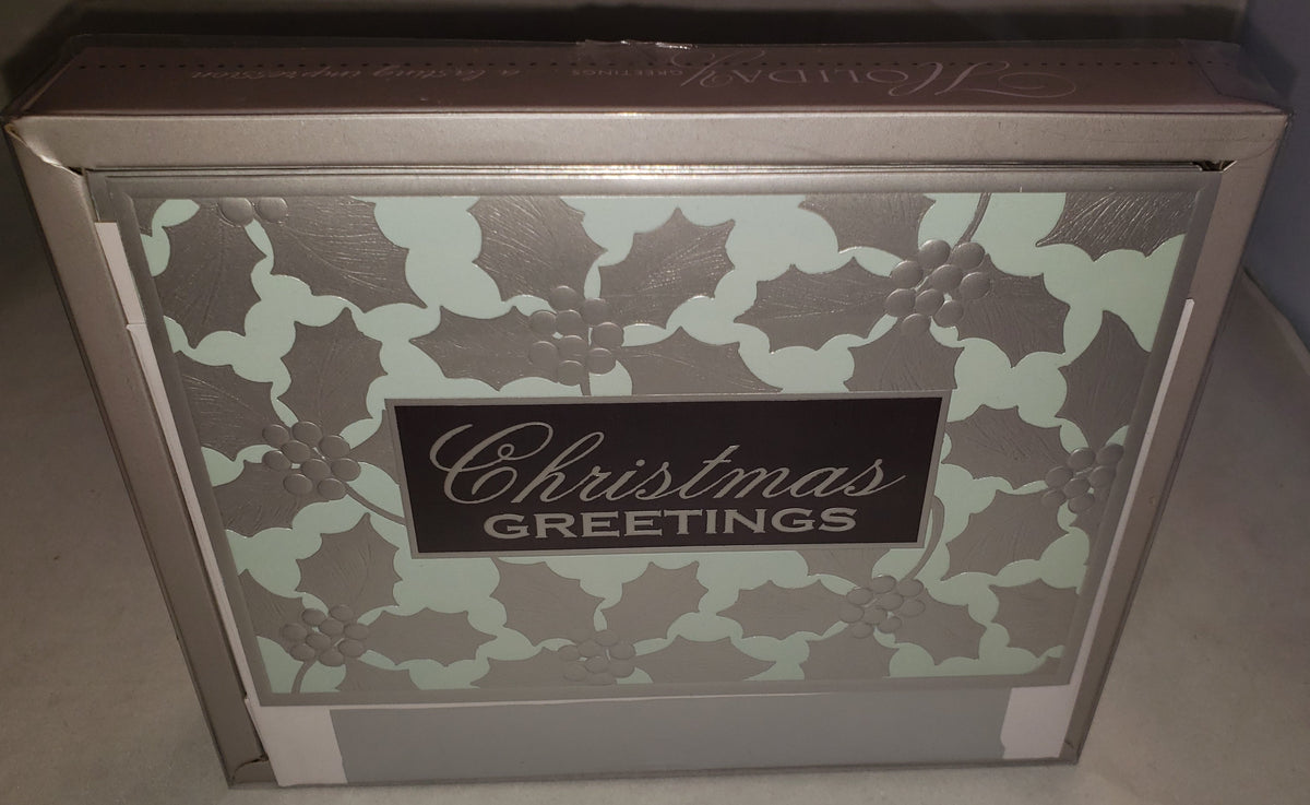 Holiday Luxury Favorites 18 Card Box - Silver Holly