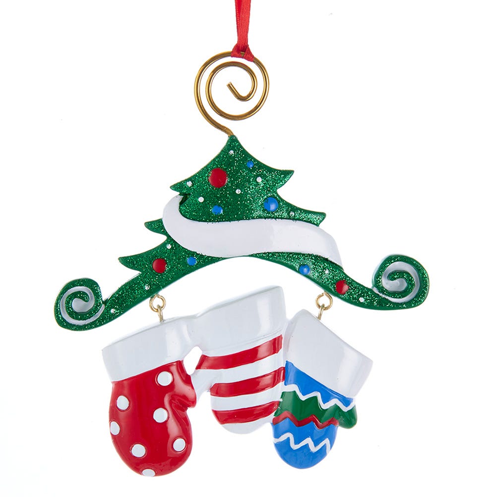 Dangling Mittens Family Ornament- Family of 3