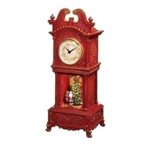 Musical Rotating Santa Mantle Clock - Rosy Red