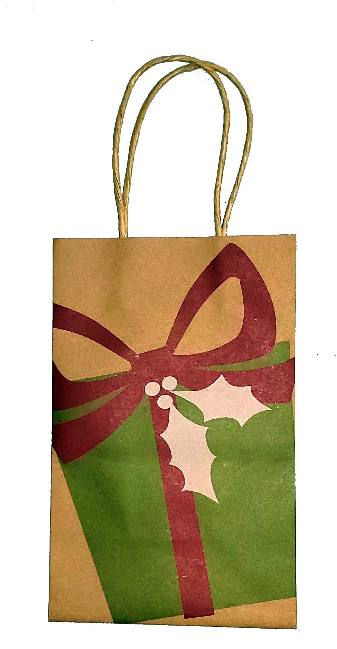 Jr Cub Kraft Gift Bag - Holly Present